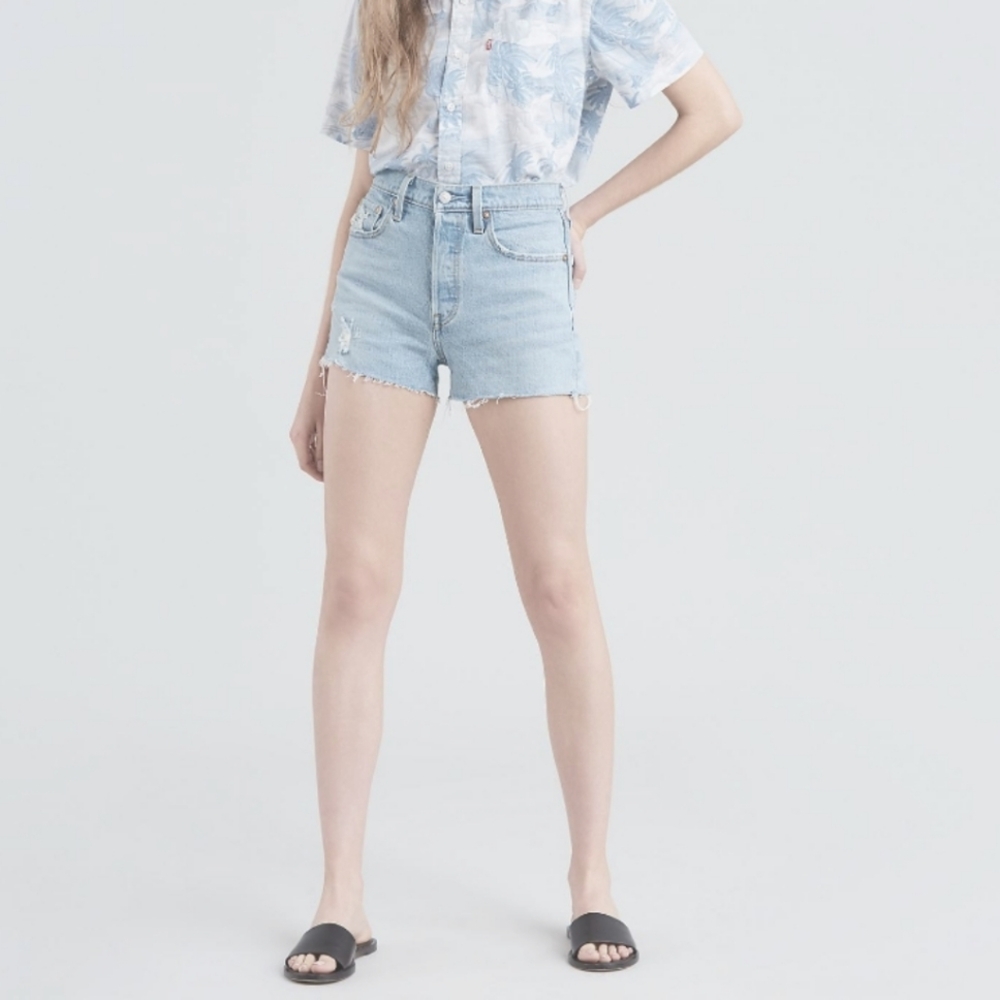 Levi's powder blue high rise shorts